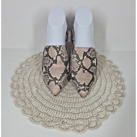 Steve Madden Mattis Python Snakeskin Pointed Toe Slip On Mules Flats Size 7.5M * - Picture 3 of 11